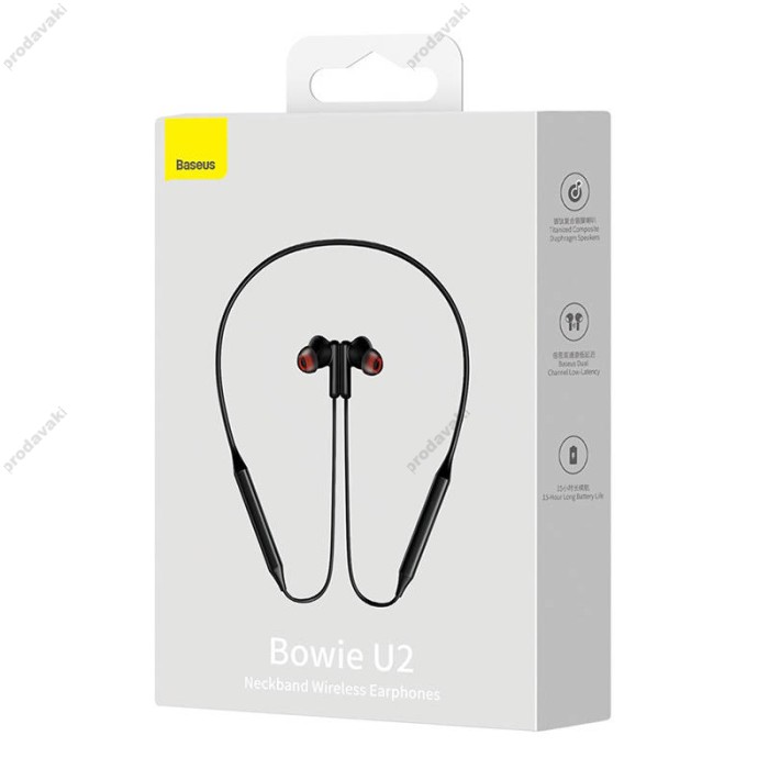 Бездротові Bluetooth навушники Baseus Bowie U2 Pro Neckband Noise-Cancellation Wireless Earphones BT 5.2 Black NGTU010001