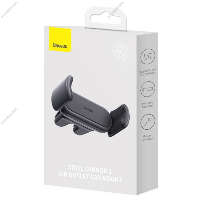 Автомобільний тримач Baseus Steel Cannon 2 Air Outlet Car Mount Black SUGP000001