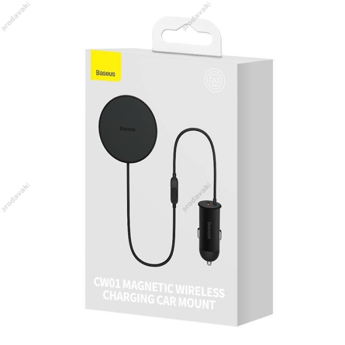 Автомобільний тримач із бездротовою зарядкою Baseus CW01 Magnetic Wireless Charging 15W (+АЗУ Type-c 25W) Black SUCX040101