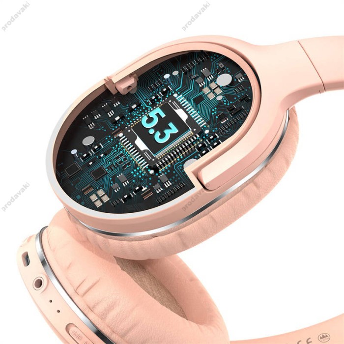 Бездротові навушники Bluetooth BASEUS D02 Pro Encok Wireless headphone BT5.0, AUX Pink (NGTD010304)
