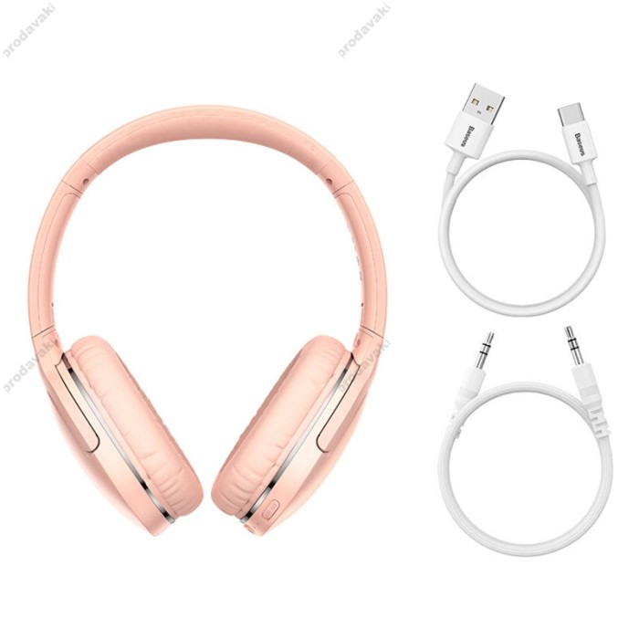 Бездротові навушники Bluetooth BASEUS D02 Pro Encok Wireless headphone BT5.0, AUX Pink (NGTD010304)