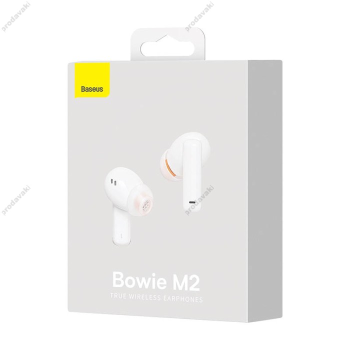 Бездротові Bluetooth навушники Baseus Bowie M2 True Wireless Earphones BT 5.2 White NGTW140002