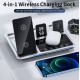 Бездротова зарядка стенд 4 IN1 AUTOMATIC (iPhone, iWatch, AirPods, Clock) 15W FAST Silver-black