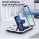 Бездротова зарядка стенд 4 IN1 AUTOMATIC (iPhone, iWatch, AirPods, Clock) 15W FAST Silver-black