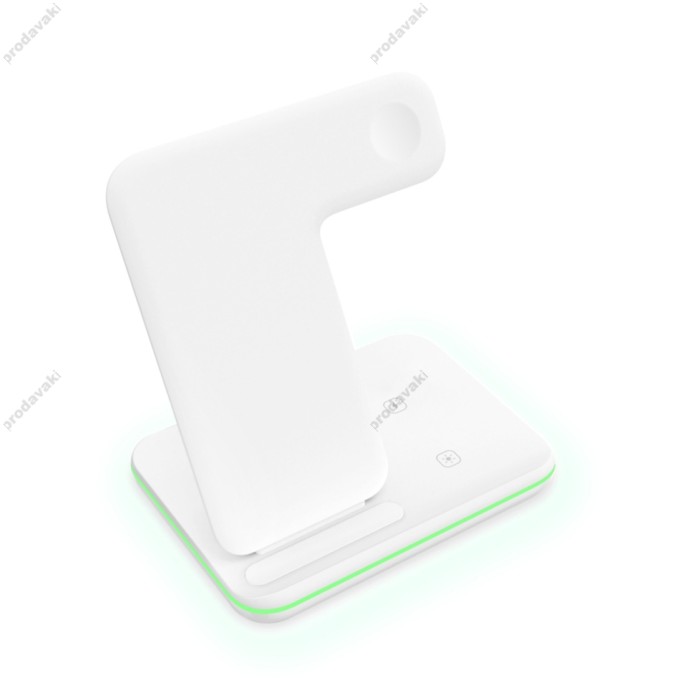 Бездротова зарядка стенд smart 3in1 NEW All WIRELESS fast 15w (phone+apple watch+airpods) White