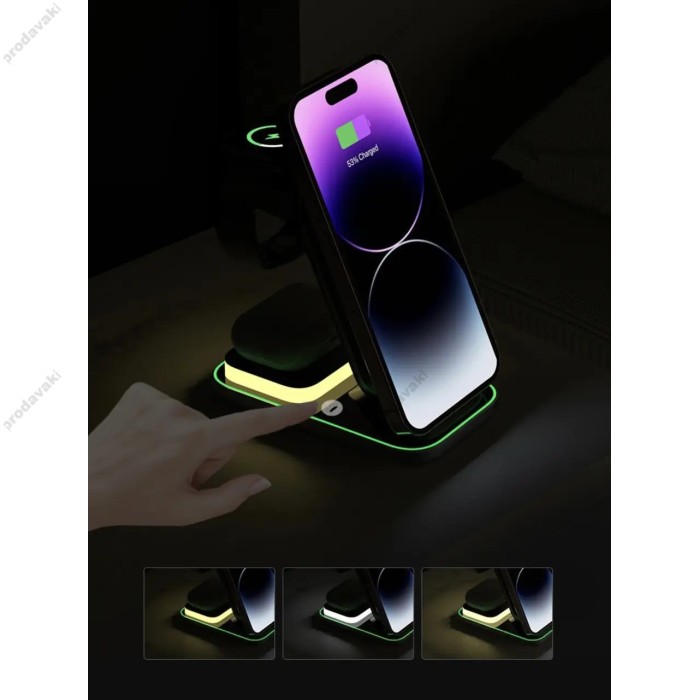 Бездротова зарядка Smart 3 IN1 A8 MAGSAFE (iPhone, iWatch, AirPods) 15W FAST Black