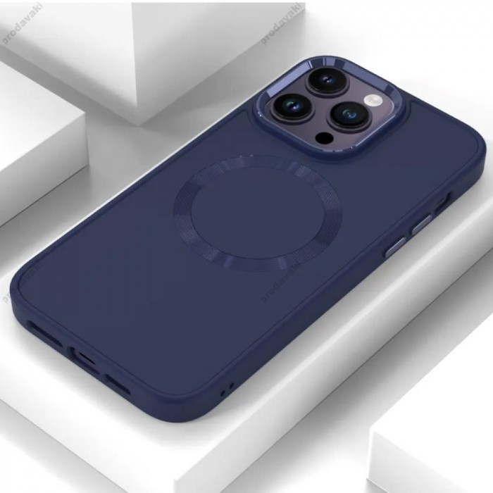 Чохол Metal Style Case with MagSafe iPhone 12 Navy Blue
