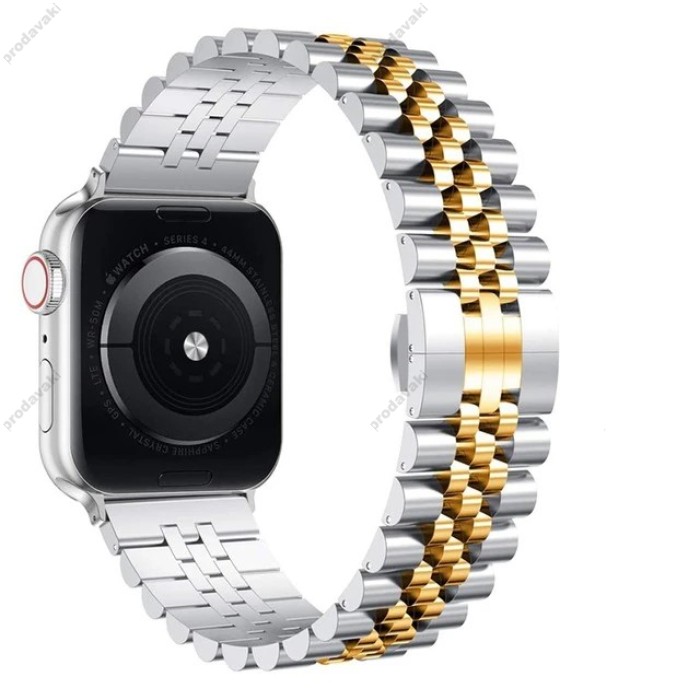 Ремінці Apple Watch Steel Band 5 Beats 42mm / 44mm / 45mm / 49mm silver-gold