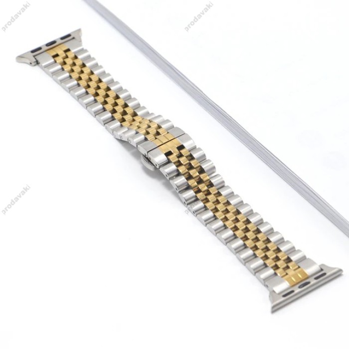 Ремінці Apple Watch Steel Band 5 Beats 42mm / 44mm / 45mm / 49mm silver-gold