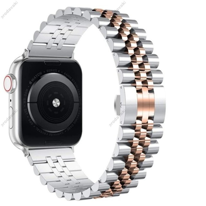 Ремінці Apple Watch Steel Band 5 Beats 42mm / 44mm / 45mm / 49mm silver-rose gold