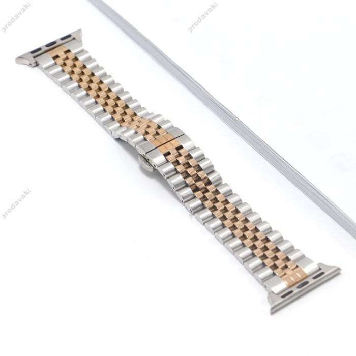 Ремінці Apple Watch Steel Band 5 Beats 42mm / 44mm / 45mm / 49mm silver-rose gold