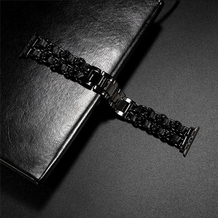 Ремінець Chanel Leather для Apple Watch 42mm / 44mm / 45mm Black / Black