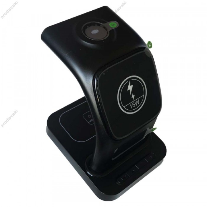 Бездротова зарядка 5 IN1 Y5 MAGSAFE (iPhone, iWatch, AirPods,Clock) 15W FAST Black