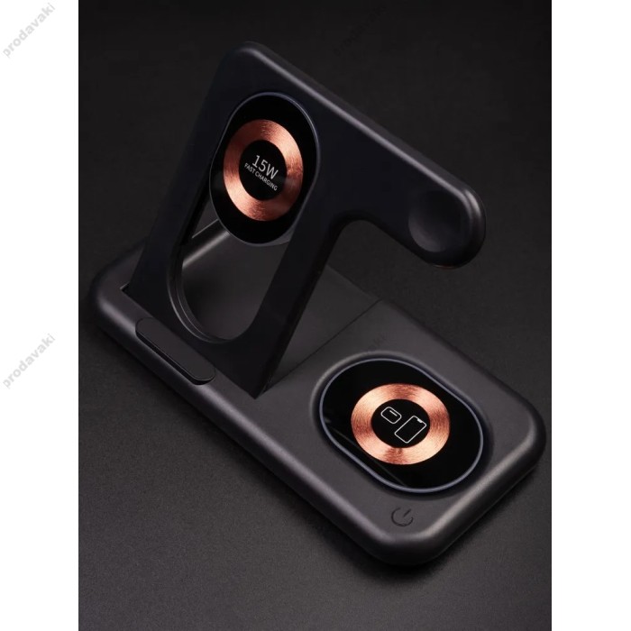 Бездротова зарядка 4 IN1 Y36 (iPhone, iWatch, AirPods,Night light) 15W FAST Black
