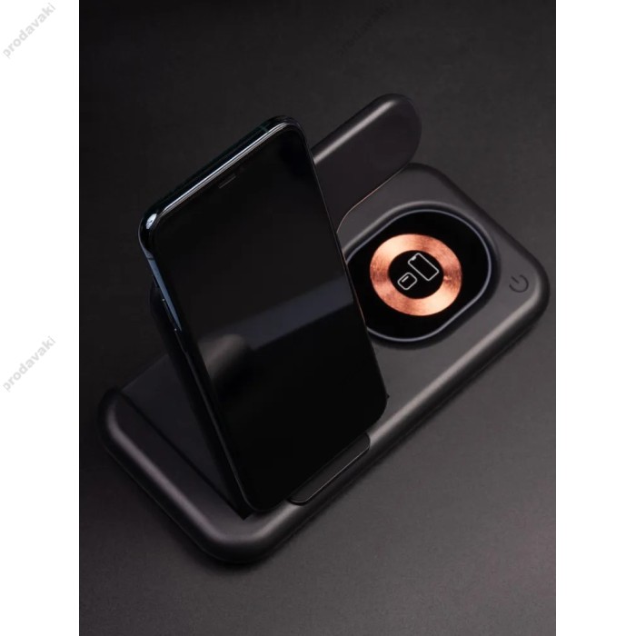 Бездротова зарядка 4 IN1 Y36 (iPhone, iWatch, AirPods,Night light) 15W FAST Black