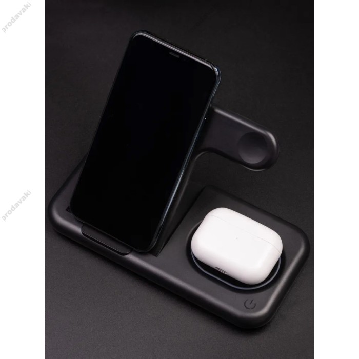 Бездротова зарядка 4 IN1 Y36 (iPhone, iWatch, AirPods,Night light) 15W FAST Black