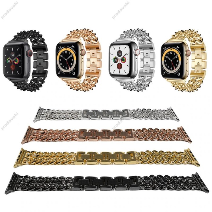 Ремінець Chanel New Metal для Apple Watch 42mm / 44mm / 45mm / 49mm Rose Gold
