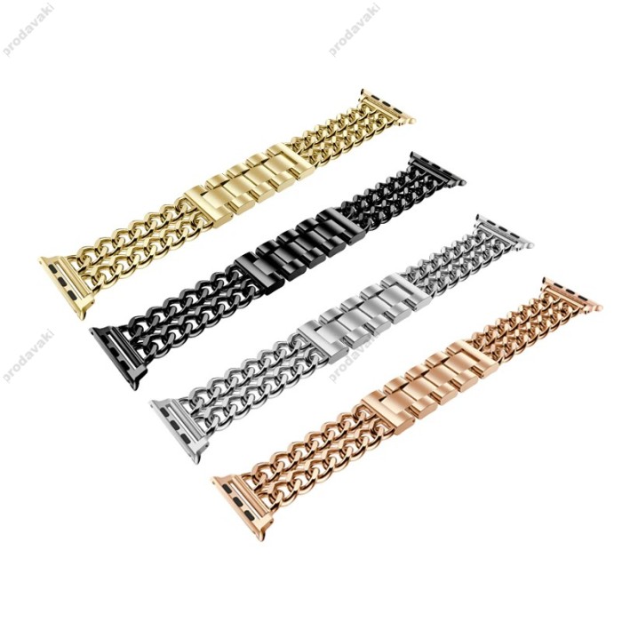 Ремінець Chanel New Metal для Apple Watch 42mm / 44mm / 45mm / 49mm Rose Gold