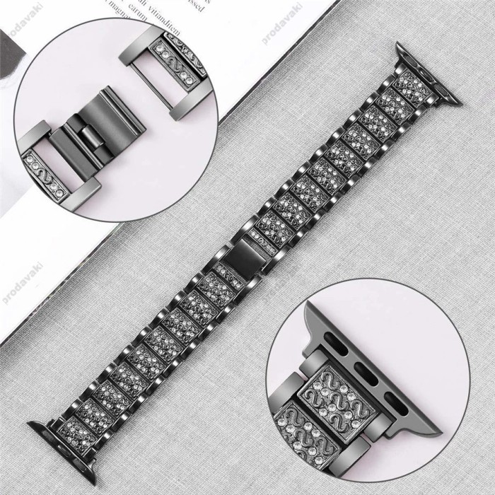 Ремінець 3-bead Diamond Metal Band для Apple Watch 42mm / 44mm / 45mm / 49mm Rose Gold