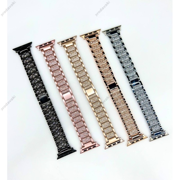 Ремінець 3-bead Diamond Metal Band для Apple Watch 42mm / 44mm / 45mm / 49mm Rose Gold