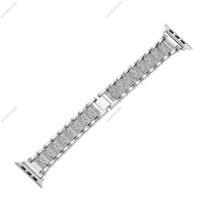 Ремінець 3-bead Diamond Metal Band для Apple Watch 38mm / 40mm / 41mm Silver