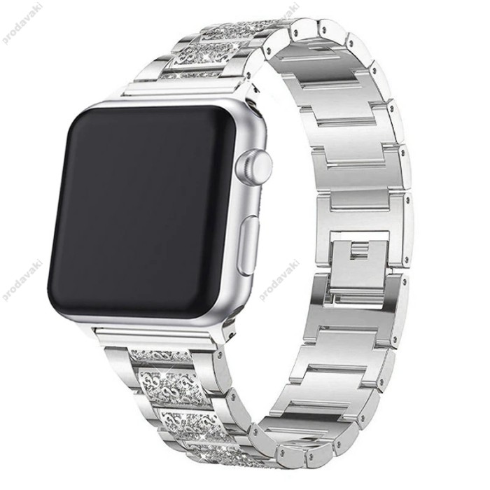 Ремінець 3-bead Diamond Metal Band для Apple Watch 38mm / 40mm / 41mm Silver