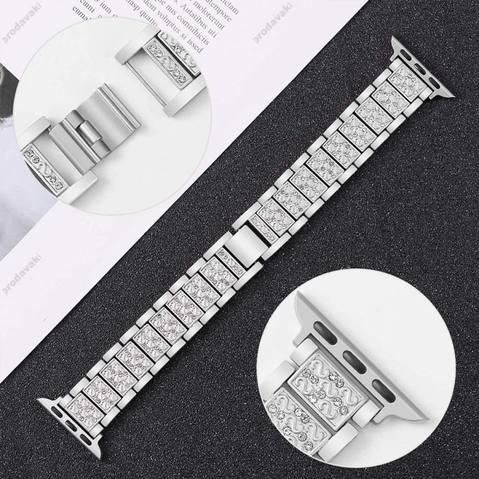 Ремінець 3-bead Diamond Metal Band для Apple Watch 38mm / 40mm / 41mm Silver