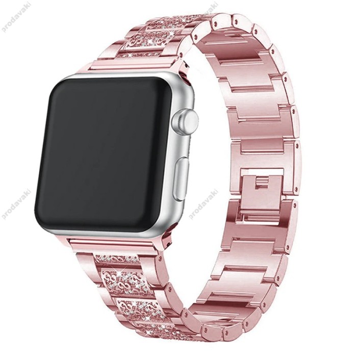 Ремінець 3-bead Diamond Metal Band для Apple Watch 38mm / 40mm / 41mm Pink