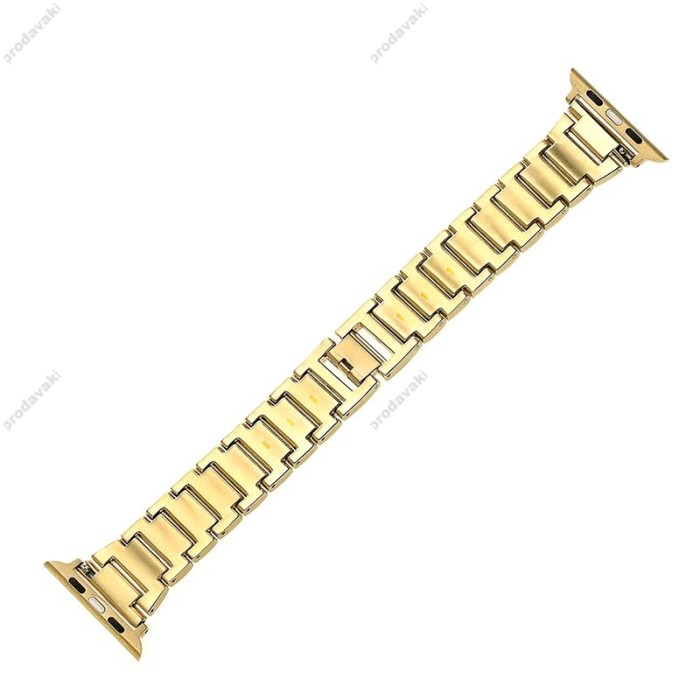 Ремінець 3-bead Diamond Metal Band для Apple Watch 42mm / 44mm / 45mm / 49mm Gold