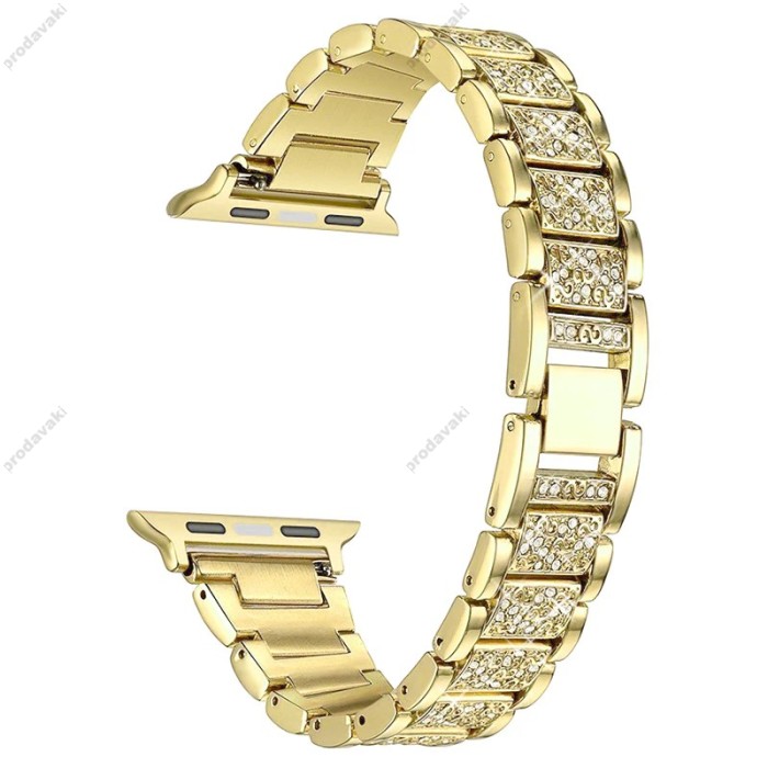 Ремінець 3-bead Diamond Metal Band для Apple Watch 42mm / 44mm / 45mm / 49mm Gold