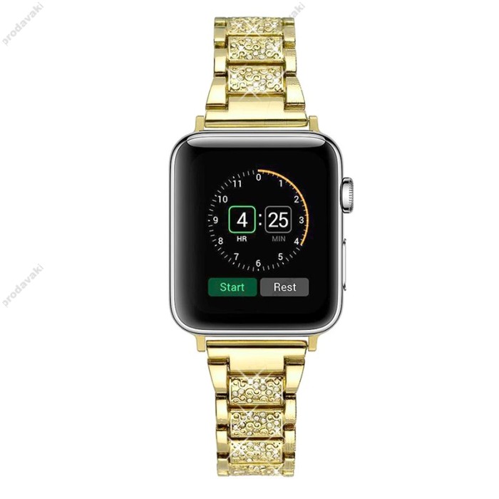 Ремінець 3-bead Diamond Metal Band для Apple Watch 42mm / 44mm / 45mm / 49mm Gold