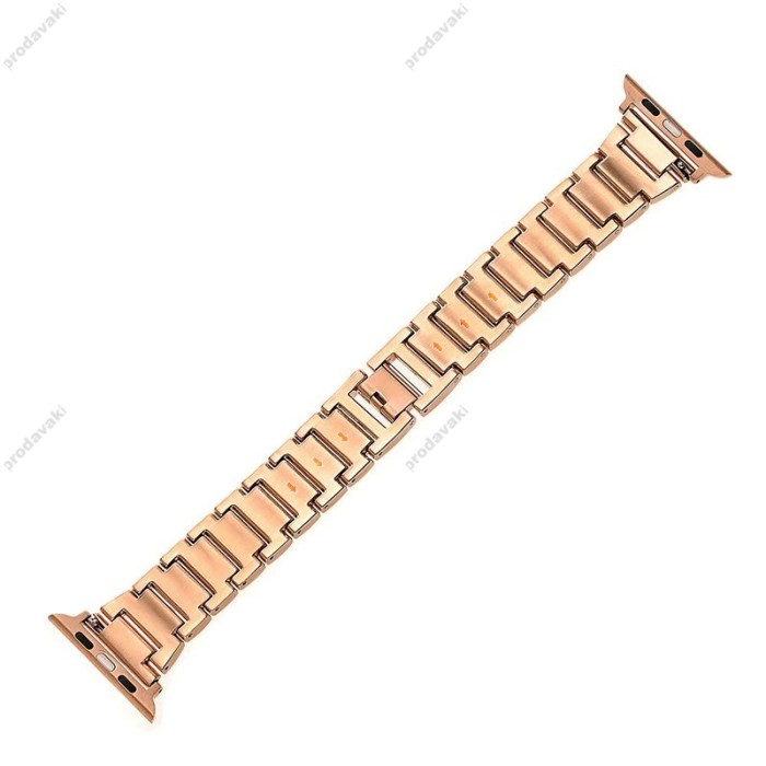 Ремінець 3-bead Diamond Metal Band для Apple Watch 42mm / 44mm / 45mm / 49mm Rose Gold