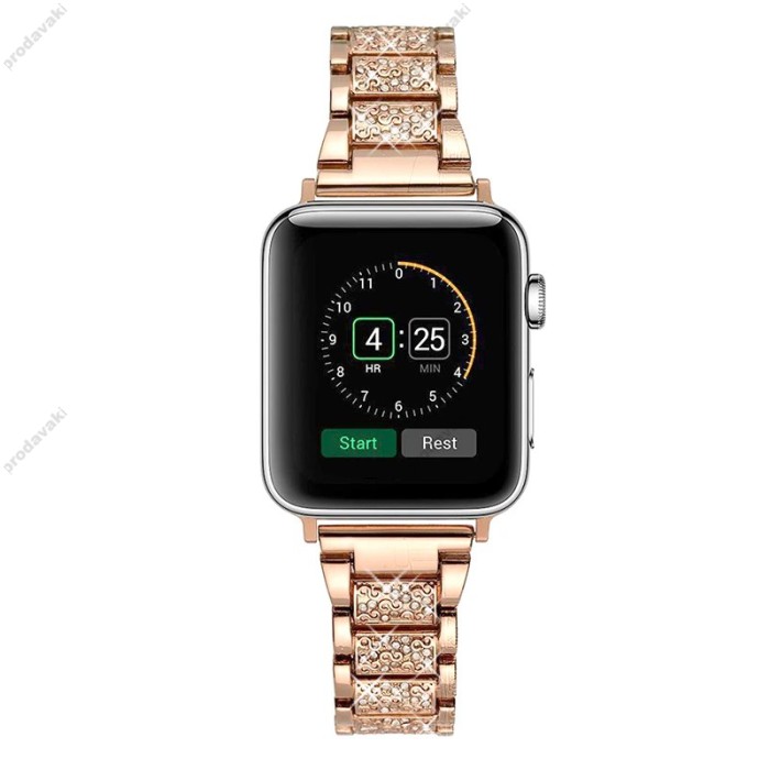 Ремінець 3-bead Diamond Metal Band для Apple Watch 42mm / 44mm / 45mm / 49mm Rose Gold