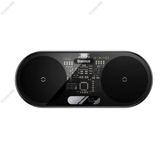 Бездротова зарядка Baseus Digital LED Display 2 in 1 Universal version Include (WXSX010101) Black