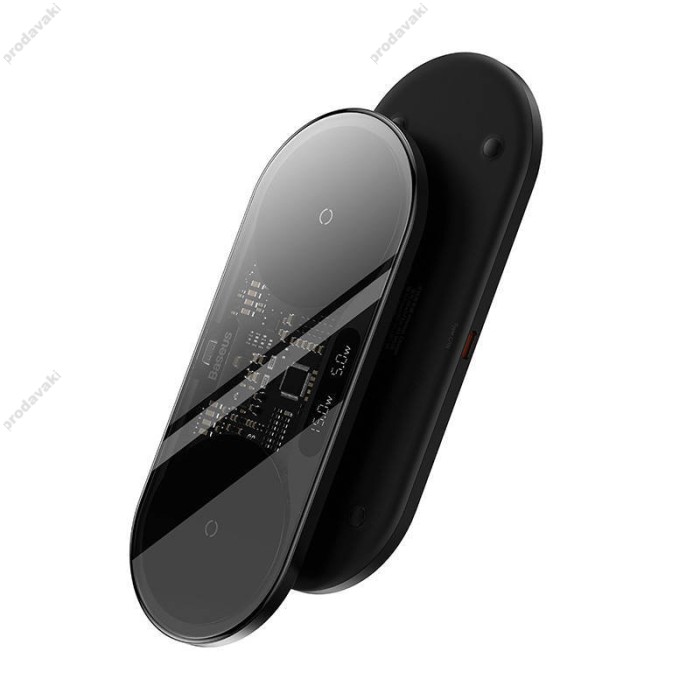 Бездротова зарядка Baseus Digital LED Display 2 in 1 Universal version Include (WXSX010101) Black