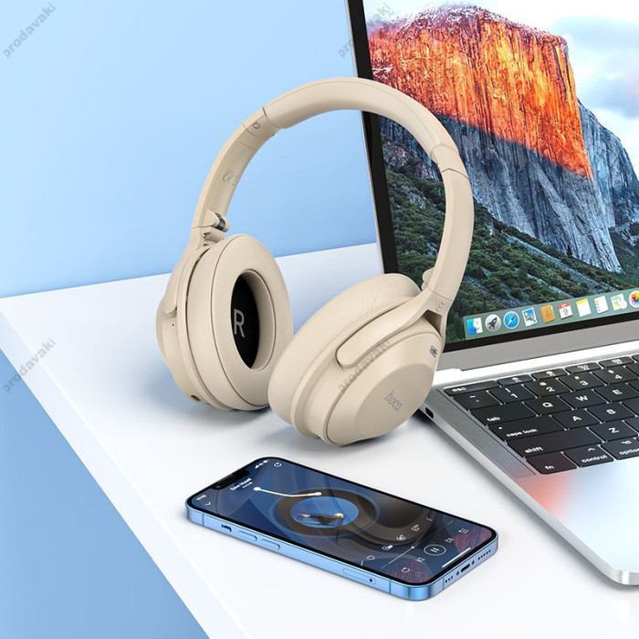 Бездротові Bluetooth навушники Hoco W37 Sound Active Noise Gold Champagne