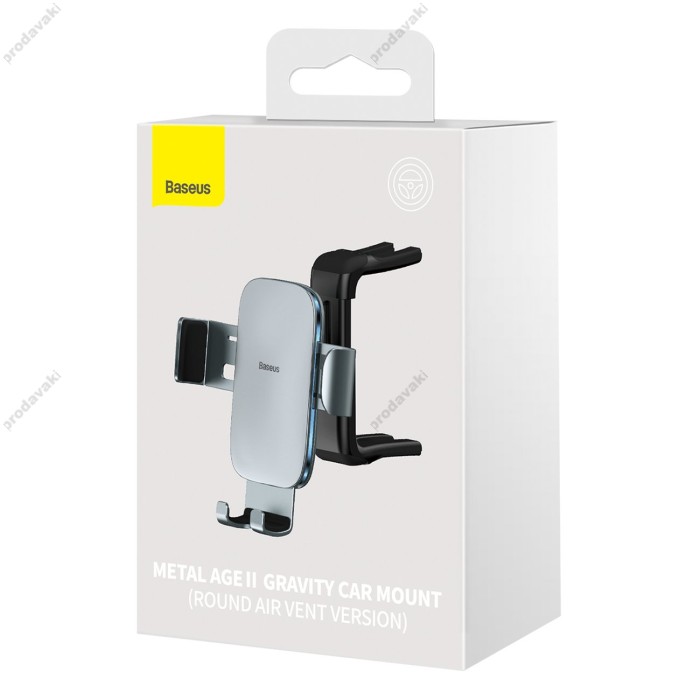 Автомобільний тримач Baseus Metal Age Ⅱ Gravity Car Mount (Round Air Vent Version) Dark Grey SUJS030013