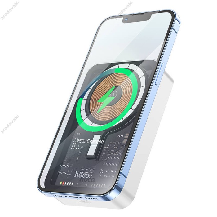 Повербанк портативний акумулятор Power bank Hoco Q10A Transparent MagSafe магнітний 20W 10000 mAh White