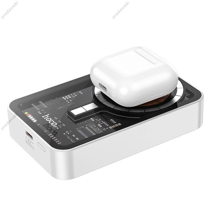 Повербанк портативний акумулятор Power bank Hoco Q10A Transparent MagSafe магнітний 20W 10000 mAh White