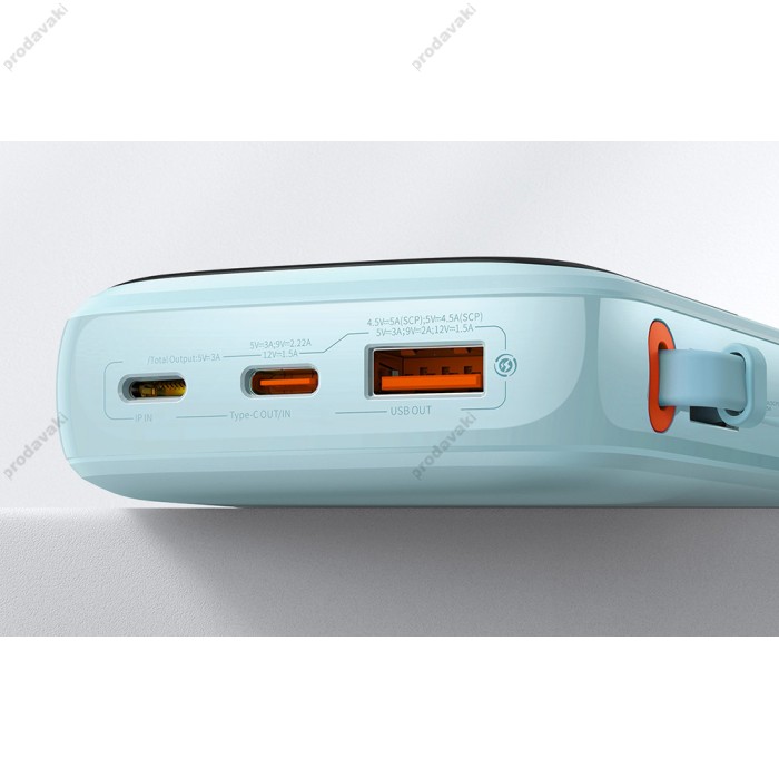 Повербанк портативний акумулятор Power bank Baseus Qpow Pro Digital 22.5W 10000 mAh Blue PPQD020103