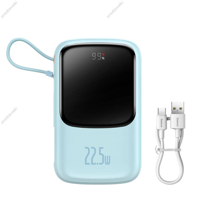 Повербанк портативний акумулятор Power bank Baseus Qpow Pro Digital 22.5W 10000 mAh Blue PPQD020103