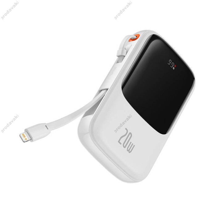 Повербанк портативний акумулятор Power Bank Baseus Qpow Pro Digital 20W 10000 mAh White PPQD020002