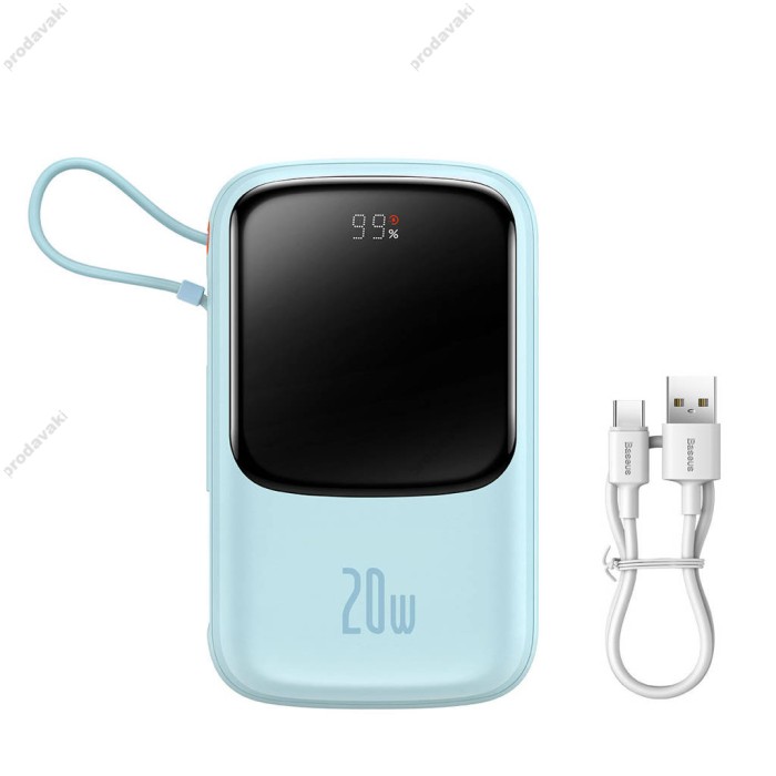 Повербанк портативний акумулятор Power bank Baseus Qpow Pro Digital 20W 10000 mAh Blue PPQD020003