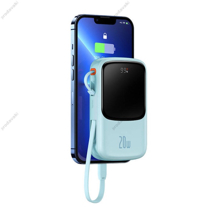 Повербанк портативний акумулятор Power bank Baseus Qpow Pro Digital 20W 10000 mAh Blue PPQD020003
