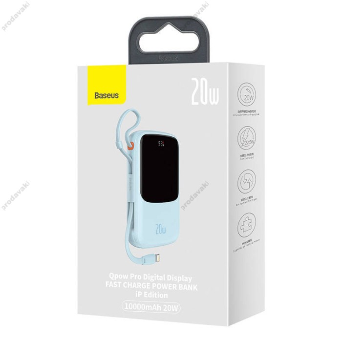 Повербанк портативний акумулятор Power bank Baseus Qpow Pro Digital 20W 10000 mAh Blue PPQD020003