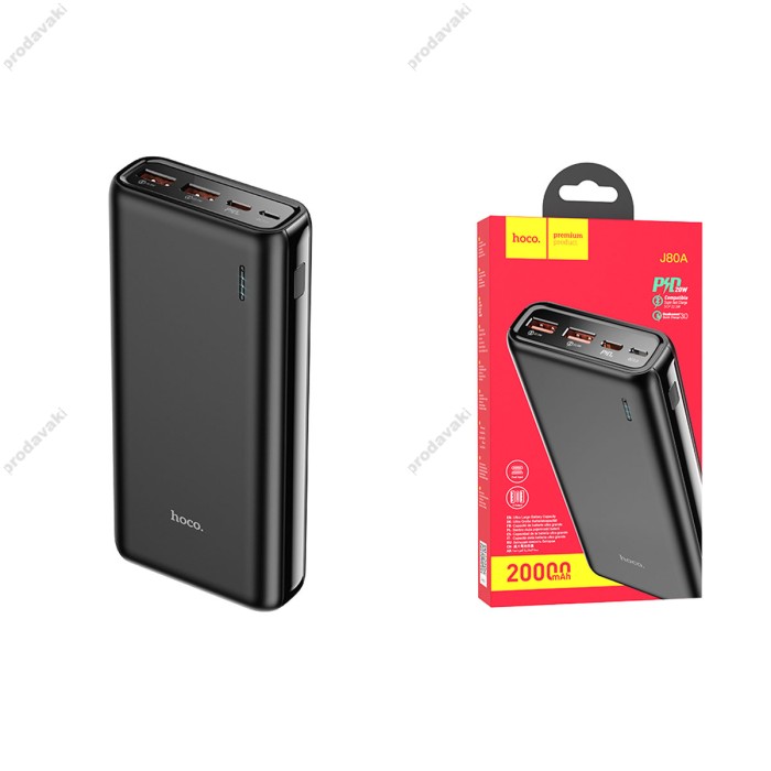 Повербанк портативний акумулятор Power bank Hoco J80A 22.5W 20000 mAh Black