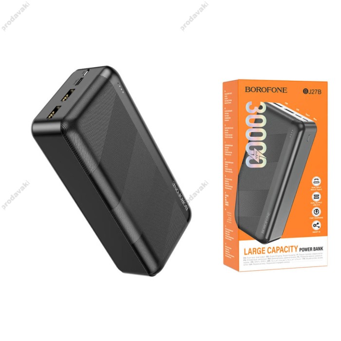 Повербанк портативний акумулятор Power bank Borofone BJ27B 30000 mAh Black