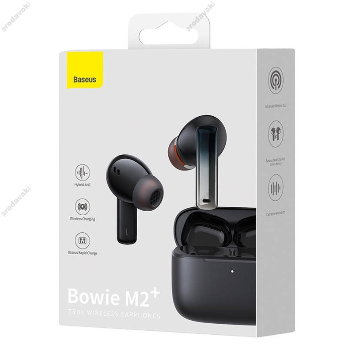 Бездротові Bluetooth навушники Baseus Bowie M2+ True Wireless Earphones ANC BT 5.2 Black NGTW190001