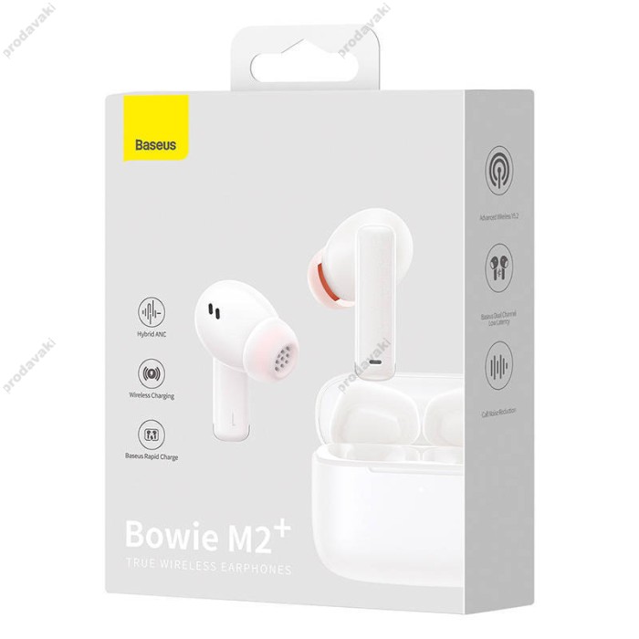 Бездротові навушники Bluetooth Baseus Bowie M2+ True Wireless Earphones ANC BT 5.2 White NGTW190002