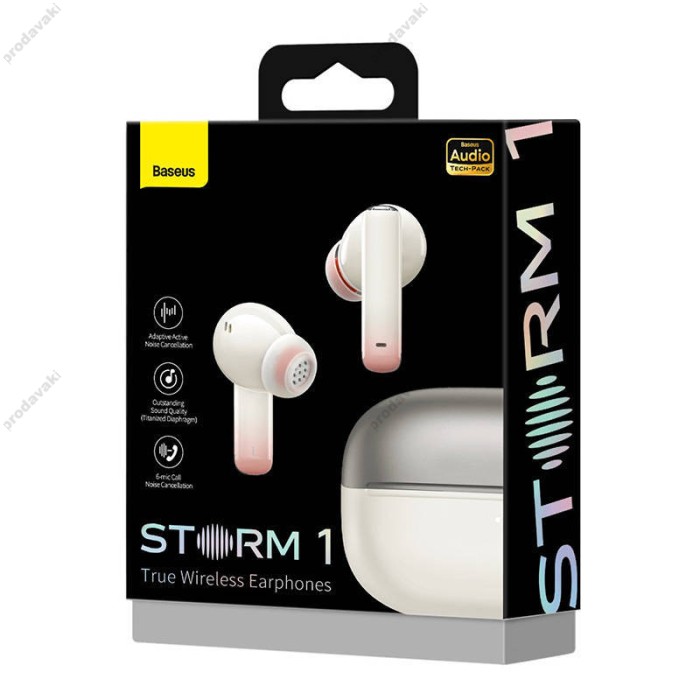 Бездротові Bluetooth навушники Baseus Storm 1 True Wireless Earphones ANC BT 5.2 White NGTW140202